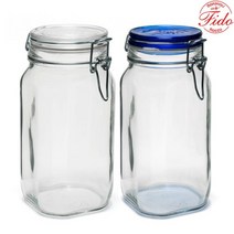보르미올리 밀폐 유리용기 1500ml 투명1P+블루1P 커피보관 과일청 시리얼통, 없음