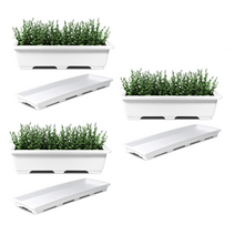 화분월드 베란다 텃밭 채소 상추 키우기 초화 텃밭상자 대용량 3.세트, 화이트(화분+받침)