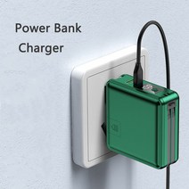 파워뱅크 캠핑용파워뱅크 15000mAh 보조베터리 Qi 무선 충전기 내장 케이블 AC 플러그 휴대용 iPhone 12 Sa, 08 AU Plug Black