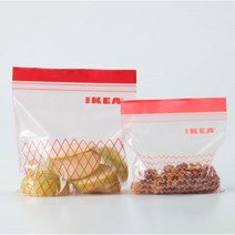 [당일출고] 이케아 1+1 대형 중형 소형 지퍼백 재사용되는 냉장 냉동, 그레이+화이트 100P (2.5L + 1.2L)