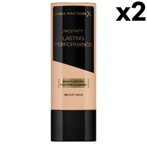 맥스팩터 래스팅 퍼포먼스 파운데이션 105 소프트 베이지 35ml 2팩 MAX FACTOR Lasting Performance, 1개, 기본