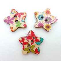 행복한다이세상 각종 단추 나무단추/자석단추/마이깡/스냅단추/가죽라벨/핸드메이드라벨/캐릭터/레트로/할로윈/크리스마스/헬로키티/미키/균일가 1000, 027. 큰 별모양 나무단추(3개)