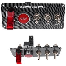 탄소 섬유 점화 스위치 DC 12V 레이싱 카 엔진 시작 푸시 버튼 스위치 패널 2 / 5 ON/OFF Gang|Car Switches & Relays|, 1개, 2 Gang Switch Panel, 러시아