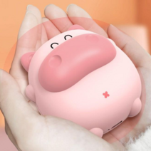 LANSE 충전식손난로 USB손난로 LED 무드등 휴대용 손난로 전자 미니 핫팩 대용량 귀여운 양면발열 사무실 주머니 핸디워머, 핑크색, 돼지