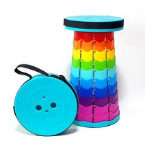 LED 자바라 의자 휴대용 접이식 높이조절 캠핑 스툴 조명 무드등 아코디언 폴딩 체어 낚시 간이 대기 레인보우 놀이동산 놀이공원, LED레인보우하늘, 1개