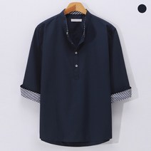 [후앙스] 네이비 370 헨리넥 차이나 7부 셔츠 CKST2622