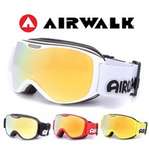 AW-900 주니어/여성용 미러렌즈 스키고글 안경병용, 레드-골드미러