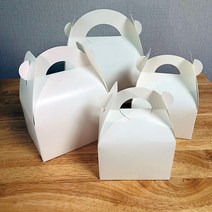 조각케익상자 무지 화이트 소 사이즈 13 x 10.5 x 8cm 손잡이종이박스 피크닉상자 DIY 셀프 포장용 테이크아웃 전용 케익박스 25장, 25개