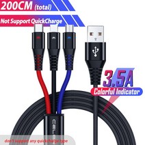 마이크로 Usb 멀티 충전기 케이블 Led 타입 C Tipo 코드 샤오미 K20 프로 미 A3 A2 레드미 노트 5 7, 02 2M 3 in 1 cable
