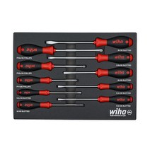 Wiha 30280 10피스 SoftFinish 쿠션 그립 스크루 드라이버 트레이 세트