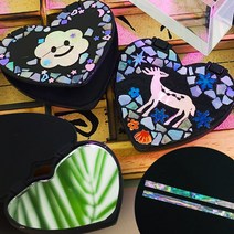 자개공예 나전칠기 만들기 키트 한국기념품 한국전통선물 DIY 그립톡 - 하트 거울 일자 막대 자개