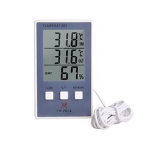 디지털 온도계 습도계 실내 실외 온도 습도계 cf cx-201a lcd 디스플레이 센서 프로브 기상 관측소, 파란색