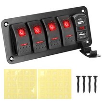 카라반 캠핑카 부품 수리용품 24v 12v 4 갱 스위치 패널 조명 토글 usb 충전기 3.0 스플리터 자동차 액세서리 해양 보트 트럭 트레일러 atv rv caravan, 빨간색