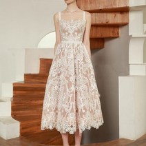 에센셜마켓 여성 뷔스티에 롱 원피스 베트남 프랑스어 틈새 드레스 라이트 럭셔리 연예인