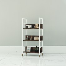 제련공단 철제책장 600 3단 원형프레임 책장 낮은책장 진열장 장식장 책꽂이 수납 선반, J07_화이트프레임:월넛(CO)