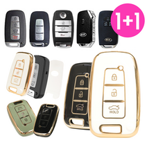 바이어블 1+1 기아 차량용 TPU 풀커버 키케이스 키홀더 / 모닝 레이 쏘렌토 K3 K5 K7 쏘울 모하비 스포티지, 05. 7버튼 D타입 (VA-TA24), 블랙골드, 블랙골드