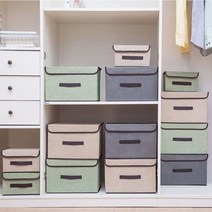 접이식 부직포 옷정리함 멀티수납, 베이지L