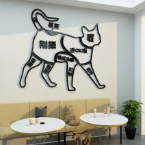 고양이 카페 스티커 부위를 훑다 반려동물 가게 벽면 장식 유리문 망 홍타 원형 수제 압편기-55205, 옵션05, 특대
