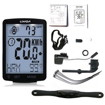 자전거 속도계 LIXADA 3 1 무선 컴퓨터 LCD 화면 승/심장 박동 센서 산악 주행 거리계, 협동사, 03 black whitebacklight