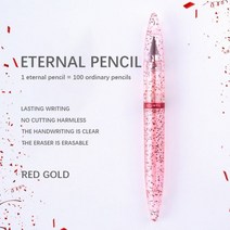 신기술 영원한 연필 무제한 필기 잉크 펜 없음 매직 아트 스케치 카와이 학용품 문구, red gold