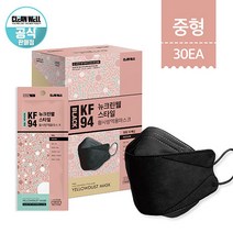 뉴크린웰 스타일 황사방역용 마스크 KF94 중형 블랙 30매, 단품
