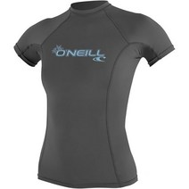 오닐 잠수복 여성 오닐 베이직 스킨 UPF 50+ 반팔 래쉬가드, Graphite, Large