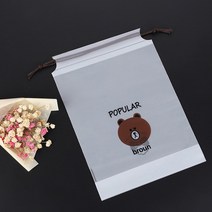 끈 DD-12176 투명 비닐 중 파우치 방수 곰돌이 다회용