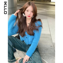 솔잎 놀토 태연 옷 크롭 날개사 가디건 퍼 볼레로 니트 카디건 연보라 프렌치 해린 짧은 한지민 가을