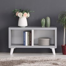 [에타홈] 오픈 미니 사이드 거실장 티비 책장 TV 다이 받침대 세트, 연그레이크림