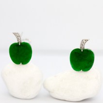 K24 천연 비취 귀걸이 18K 다이아몬드세팅