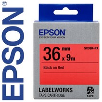 *정품* [ EPSON ] 라벨테이프, SC36R-PX [36mm 빨강/검정글씨]