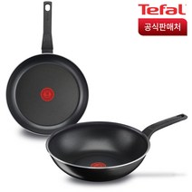 테팔 심플리클린 프라이팬 세트 2p, 블랙 + 레드, 프라이팬 26cm + 웍 28cm