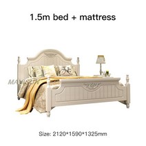 라클라우드침대 컨트리 가든 공주 웨딩 침대 유럽 더블 단단한 나무 침실 작은 아파트 조명 럭셔리 미국 현대 싱글, [05] 1.5m bed mattress