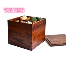 나무도시락 칸칸이 도시락 일본식 샐러드 2단 3단 감성 캠핑 나들이 소풍 단단한, 차색 단층