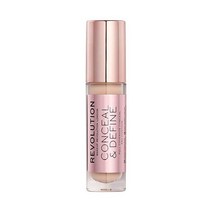 Makeup Revolution Conceal & Define 파운데이션 크림 메이크업 풀 커버리지 라이트/미디엄 스킨 톤용 비건 및 크루얼티 프리 F8 23ml, C3