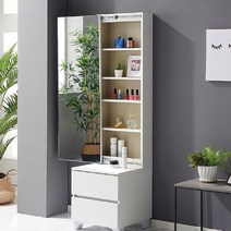 입식 화장대겸책상 원터치 양방향 슬라이딩 전신거울 주니어화장대 학생, 고무나무