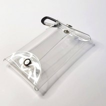 똑딱버튼 오픈형 카드지갑 고리홀더 투명 PVC 파우치