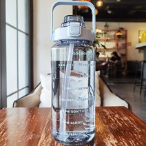 휴대용 헬스 빨대 물병 물통 보틀 대용량 컵 2L 눈금 플라스틱 쉐이크통, C - 2000ml