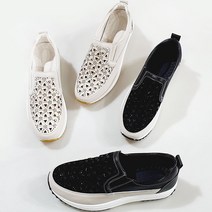 K290 큐빅펀칭 천연가죽 슬립온 플랫슈즈 로퍼 여성화