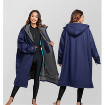 드라이로브 서프퍼 서핑파카 서핑판초 스쿠버 방풍자켓 써핑 타올, 2.극세사:네이비+그레이