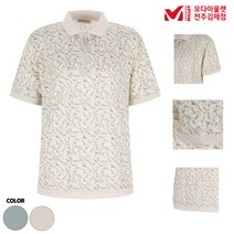 밀레 여성 반팔티 카라 기능성 꽃무늬티셔츠 등산 아웃도어