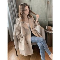 트렌치코트 울 롱 숏 체크 겨울 가을 일진 카키색 중 기장의 한국 스타일 트렌드인