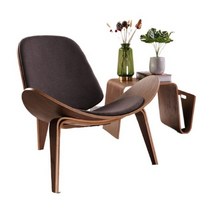 한스웨그너 베그너 스타일 의자 한스베그너 한스웨그너 한스 베그너 스타일 세 다리 쉘 의자 애쉬 합판 패브릭 실내 장식 거실 가구 현대 라운지 쉘 의자 복제 북유럽, 호두 -1