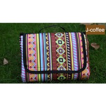 야외 레트로 인쇄 캠핑 매트 피크닉 비치 휴대용 여행 담요 두껍게 수면 패드 방수 방습 매트리스, J- 커피, 150x150cm, 협력사