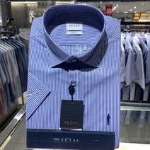 예작남성와이셔츠컬러감슬럽스트라이프신자수슬림핏반팔셔츠YJ2MBS261BL