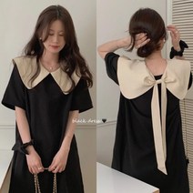 Taobei 여름 여성 왕 리본 칼라 슬림 원피스 양면입 가능