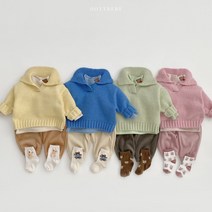 콩알옹알 말랑 비비드 카라 니트 돌 아기 유아 아동 남아 여아 남아 겨울 노란색 핑크색 스웨터
