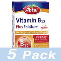 Abtei 비타민 B12 플러스 엽산 Folsaure Vitamin Plus 30정 5개