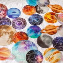 PET 로맨틱 행성 우주 일러스트 달 빈티지 다꾸 컬러 데코 디자인 스티커 캐리어 다이어리 꾸미기, 01 : 로맨틱별