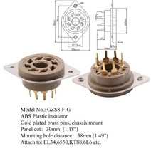 PCB 섀시 마운트 플라스틱 8 핀 Octal 진공관 소켓 베이스 EL34 EL37 GZ32 GZ34 KT66 KT88 5U4G 5881A 6B4G 벨트 스타일, [05] GZS8-F-G, GZS8-F-G